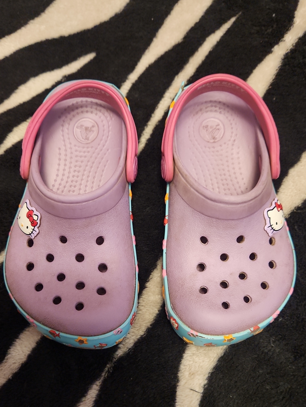 CROCS Kids Lavender Clog with Pink Strap and Hello Kitty Accents
